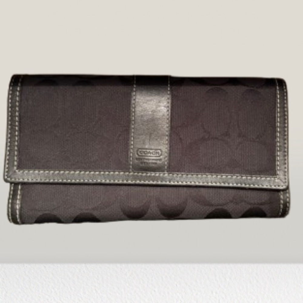 COACH Black Leather and Canvas
Trifold Wallet